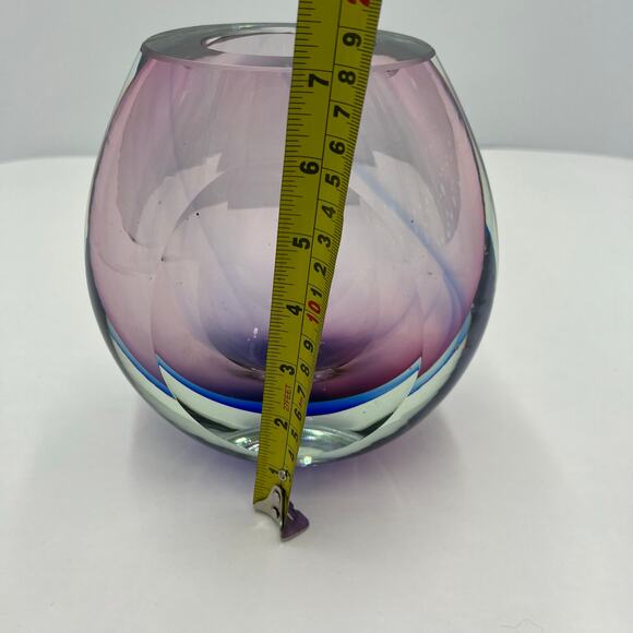 Sommerso Art Decorative Glass Vase Murano Style Ombre Purple/Blue 7"x6" - Picture 9 of 10